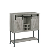 Coaster Claremont Sliding Door Bar Cabinet with Lower Shelf Grey Driftwood Model 183038